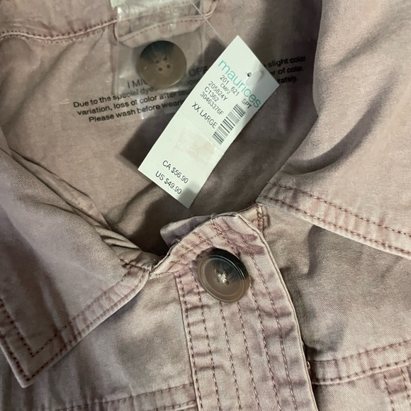 NWT XXL Women's Maurices Long Twill Utility Jacketet in Mauve/Lilac Color - Picture 5 of 6